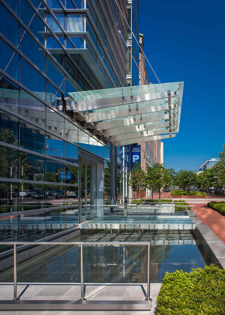 through lobby of 600 Mass